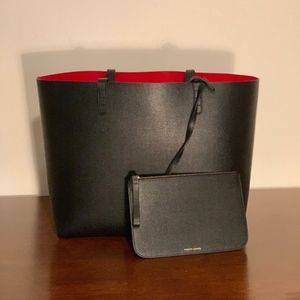 Mansur Gavriel Saffiano Large Tote Black/Red.